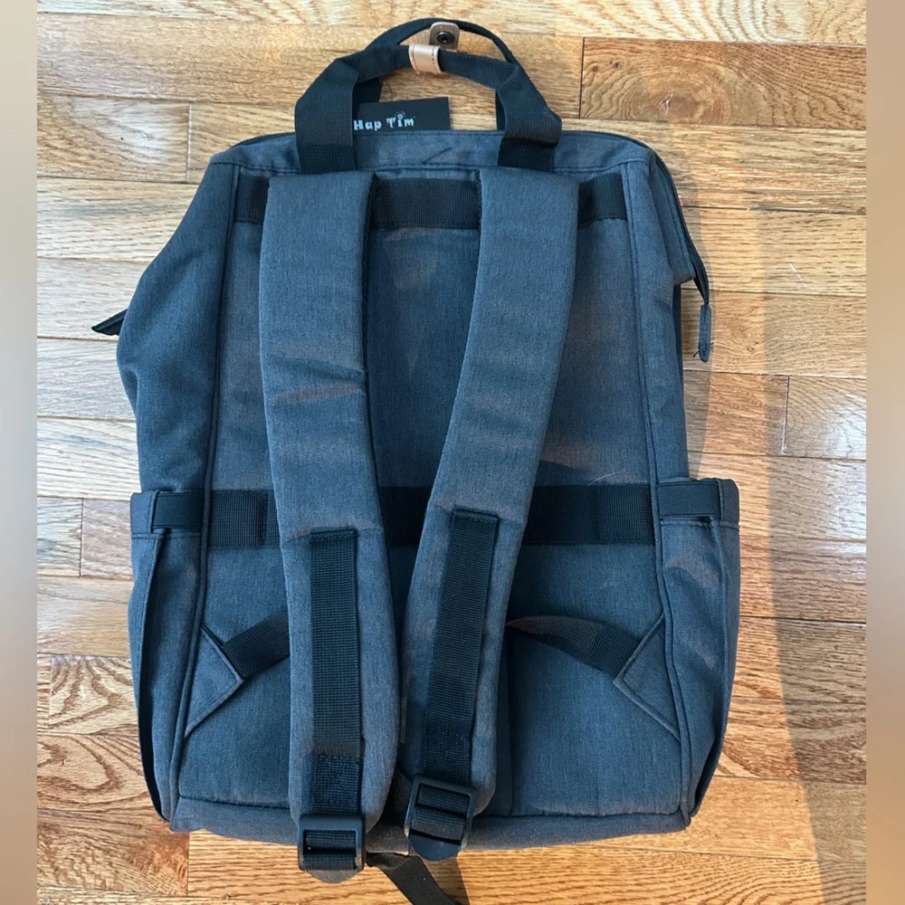 NWT Hap Tim Gray Black Backpack Baby Nursing Laptop Doctor Bag